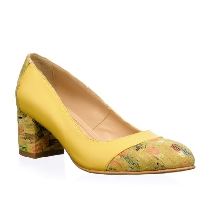 Pantofi dama din piele naturala - Galben Pictura - A5 GP