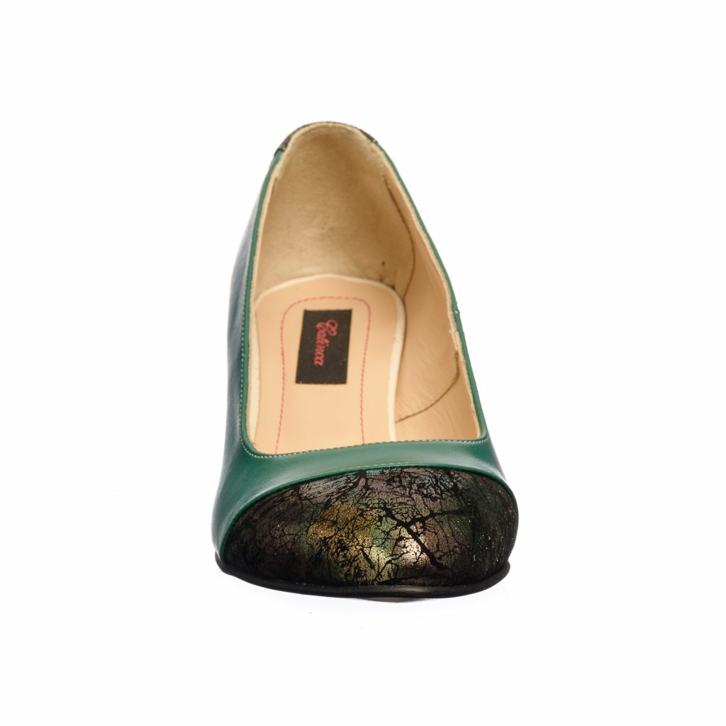 Pantofi dama din piele naturala - Verde Straveziu - A5 VS