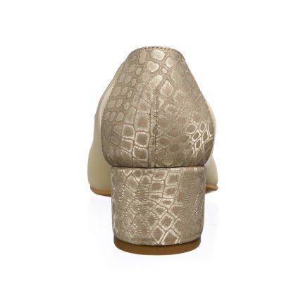 Pantofi dama din piele naturala - Bej Pietricele Roz - A7 BPR