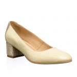 Pantofi dama din piele naturala - Bej Pietricele Roz - A7 BPR