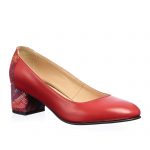 Pantofi dama din piele naturala - Rosu cu Mozaic - A7 RM