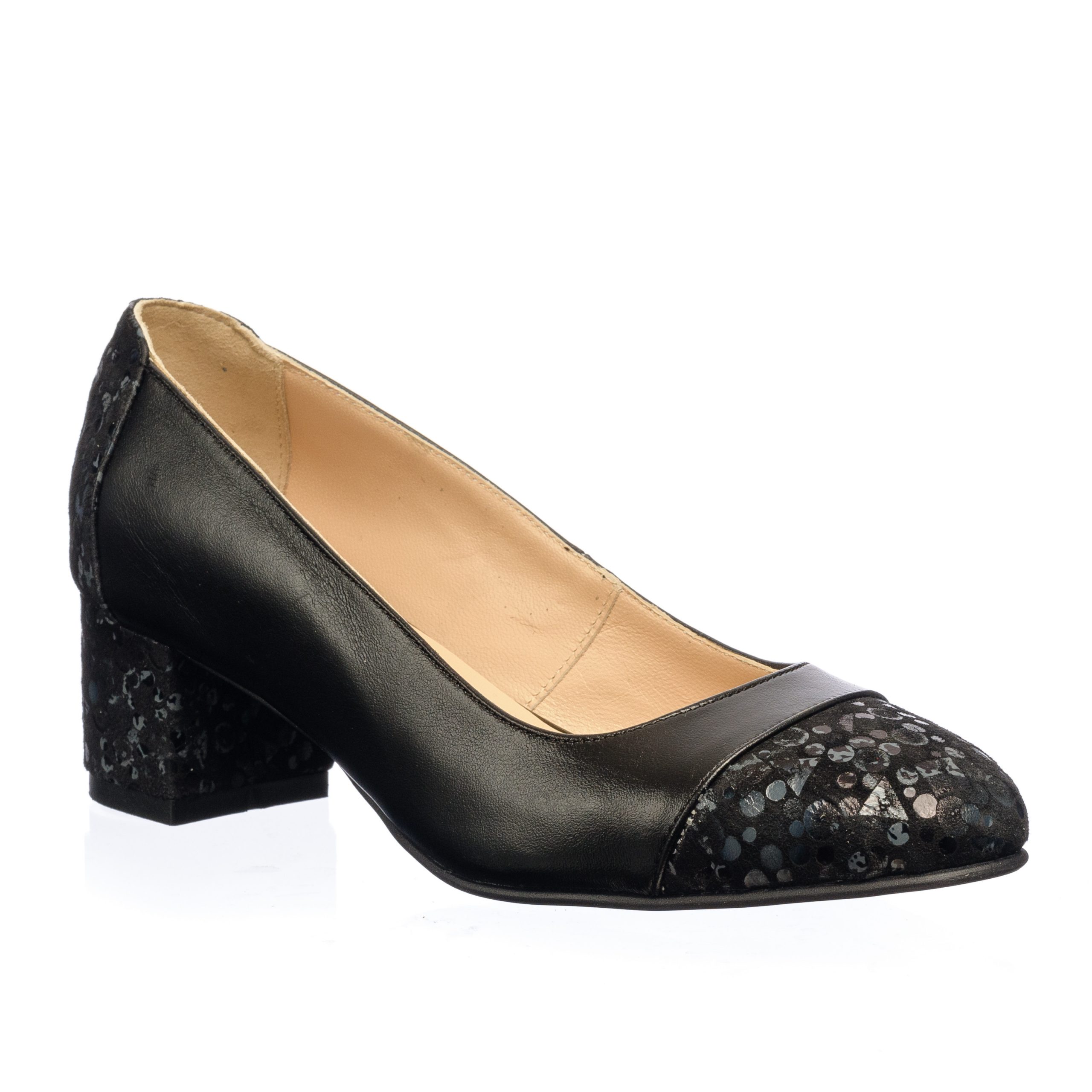 Pantofi dama din piele naturala - Negru cu Cidiuri - A8 NCD Pantofi dama din piele naturala - Negru cu Cidiuri - A8 NCD
