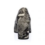 Pantofi dama din piele naturala - Sarpe Alb cu Negru - R7 SAN