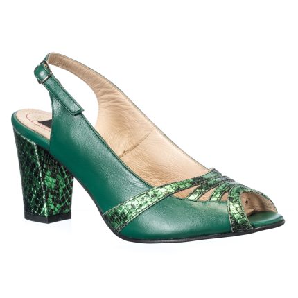 Sandale dama din piele naturala - Verde Sarpe Verde - 024 VSV