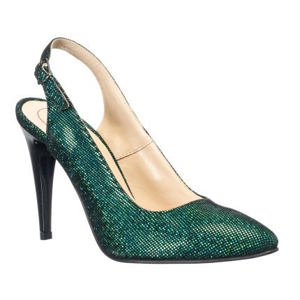 Sandale dama din piele naturala - Verde Sclipici - 269 VSC