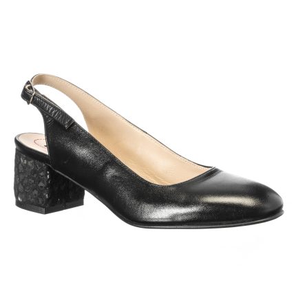Sandale dama din piele naturala - Negru Floricele - A77 NF