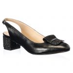 Sandale dama din piele naturala - Negru cu Floricele - A85 NF