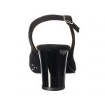 Sandale dama din piele naturala - Negru Antilopa Floricele - A101 NAF