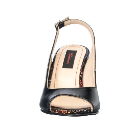 Sandale dama din piele naturala - Negru Flori - E194 NF