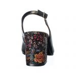 Sandale dama din piele naturala - Negru Flori - E194 NF