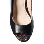 Sandale dama din piele naturala - Negru Flori - E194 NF