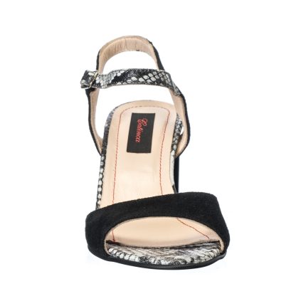 Sandale dama din piele naturala - Negru Antilopa + Sarpe - S15 NAS