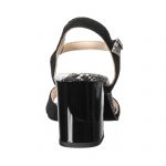 Sandale dama din piele naturala - Negru Antilopa + Sarpe - S15 NAS
