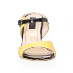 Sandale dama din piele naturala - Galben cu Negru - S100 GN
