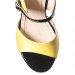 Sandale dama din piele naturala - Galben cu Negru - S100 GN