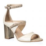 Sandale dama din piele naturala - Bej + Firicel Auriu - S101 BFA