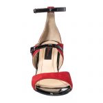 Sandale dama din piele naturala - Rosu Antilopa + Negru Lac - S101 RANL