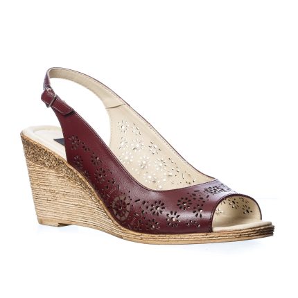 Sandale dama din piele naturala - Bordo - P28 BO