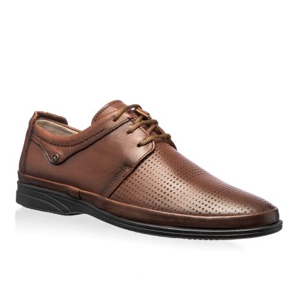 Pantofi barbati din piele naturala - Maro Perforat - 650 MP
