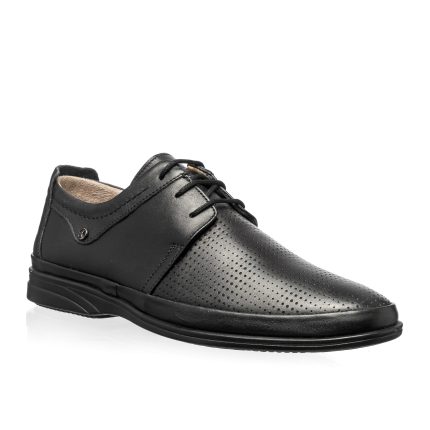 Pantofi barbati din piele naturala - Negru Perforat - 650 NP