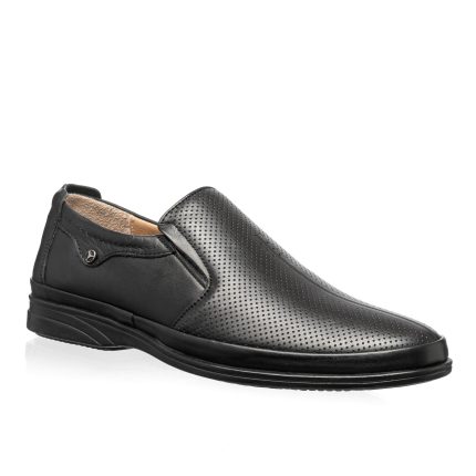 Pantofi barbati din piele naturala - Negru Perforat - 651 NP