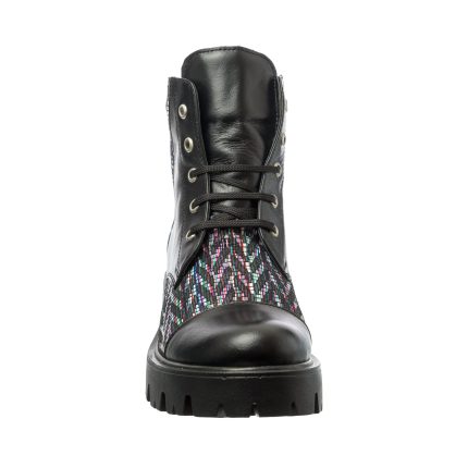Bocanci dama din piele naturala - Negru Box Zig Zag- BC20 NBZZ