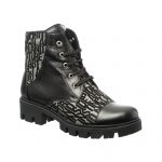Bocanci dama din piele naturala - Negru Box Scris- BC20 NBS