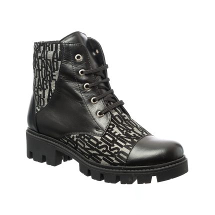 Bocanci dama din piele naturala - Negru Box Scris- BC20 NBS