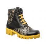 Bocanci dama din piele naturala - Negru Box Fir Auriu- BC20 NBFA