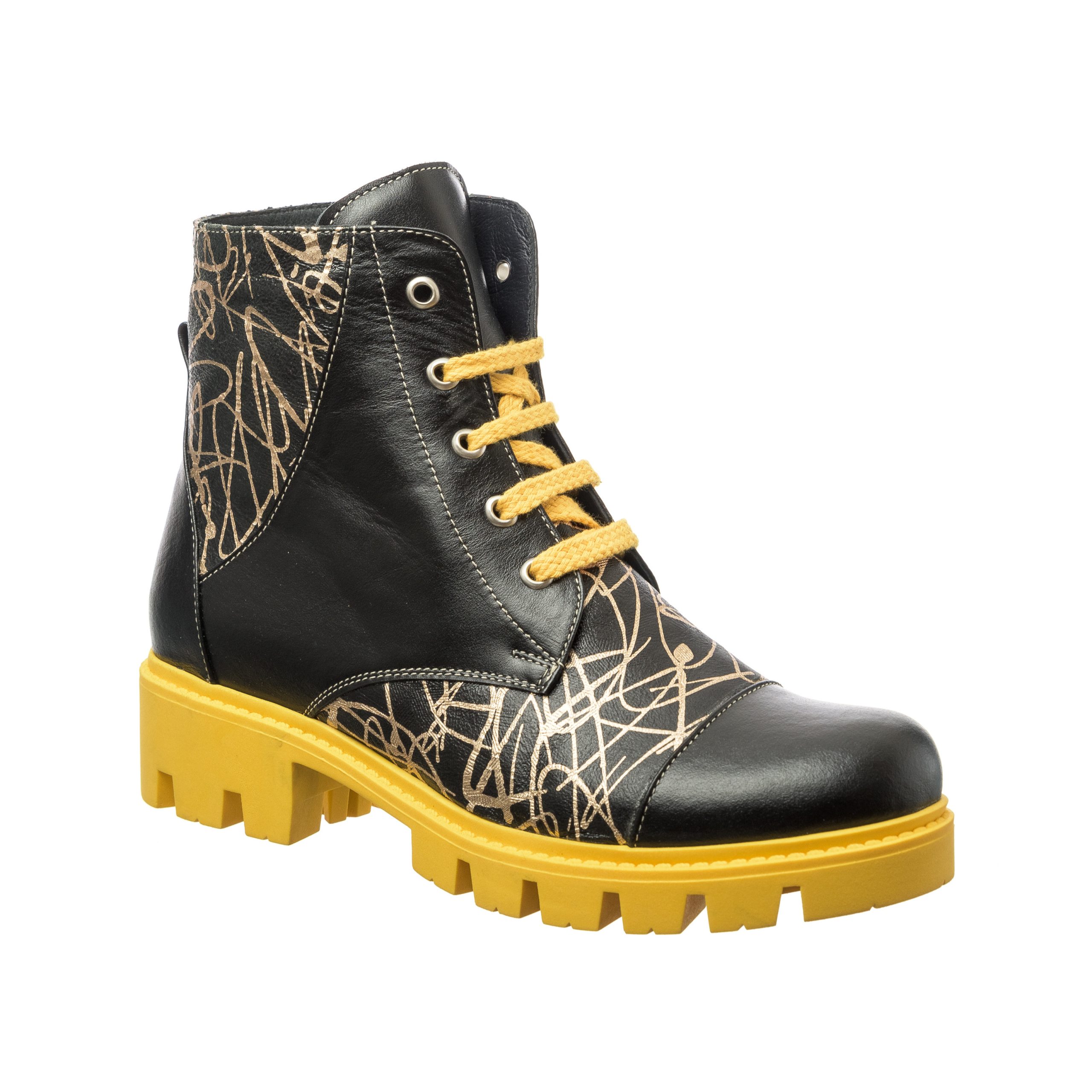 Bocanci dama din piele naturala - Negru Box Fir Auriu- BC20 NBFA Bocanci dama din piele naturala - Negru Box Fir Auriu- BC20 NBFA