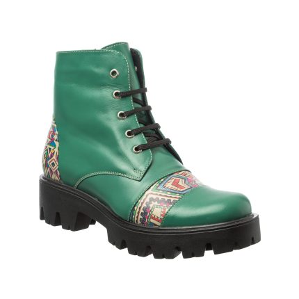 Bocanci dama din piele naturala - Verde Box Traditional - BC21 VBT