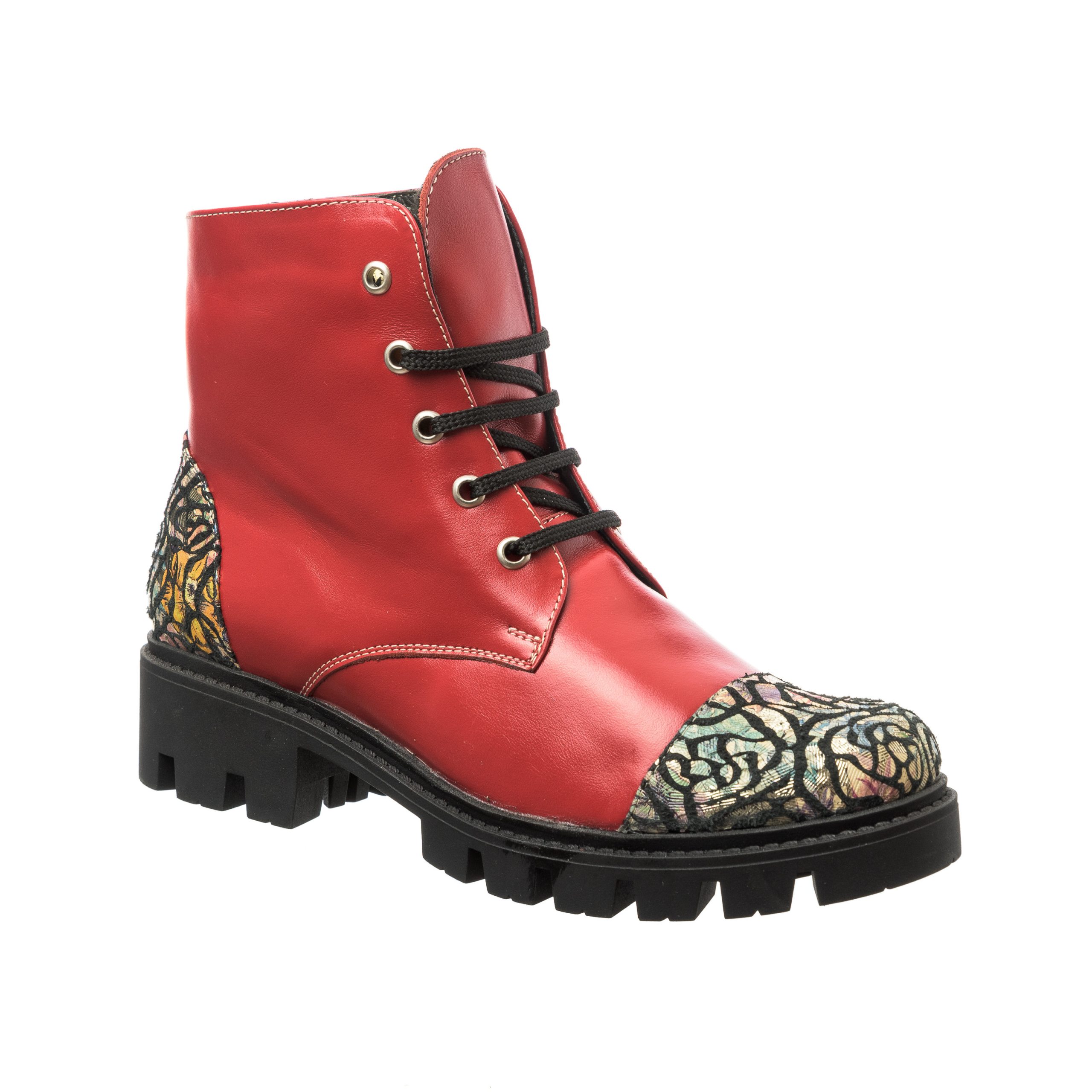 Bocanci dama din piele naturala - Rosu Box Trandafiri- BC26 RBT Bocanci dama din piele naturala - Rosu Box Trandafiri- BC26 RBT