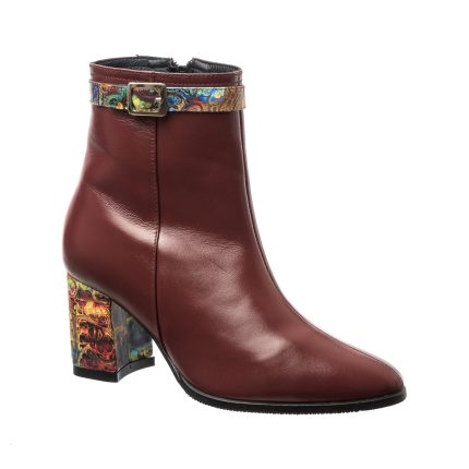 Ghete dama din piele naturala - Bordo cu Pictura - GX43 BOP