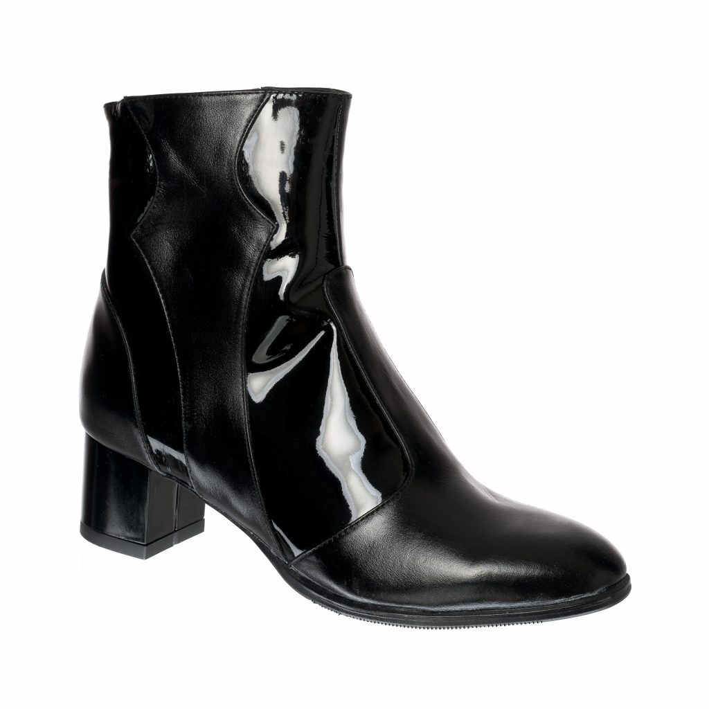 Ghete dama din piele naturala - Negru Box cu Lac - GX40 NBL