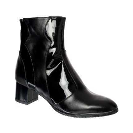 Ghete dama din piele naturala - Negru Box cu Lac - GX40 NBL
