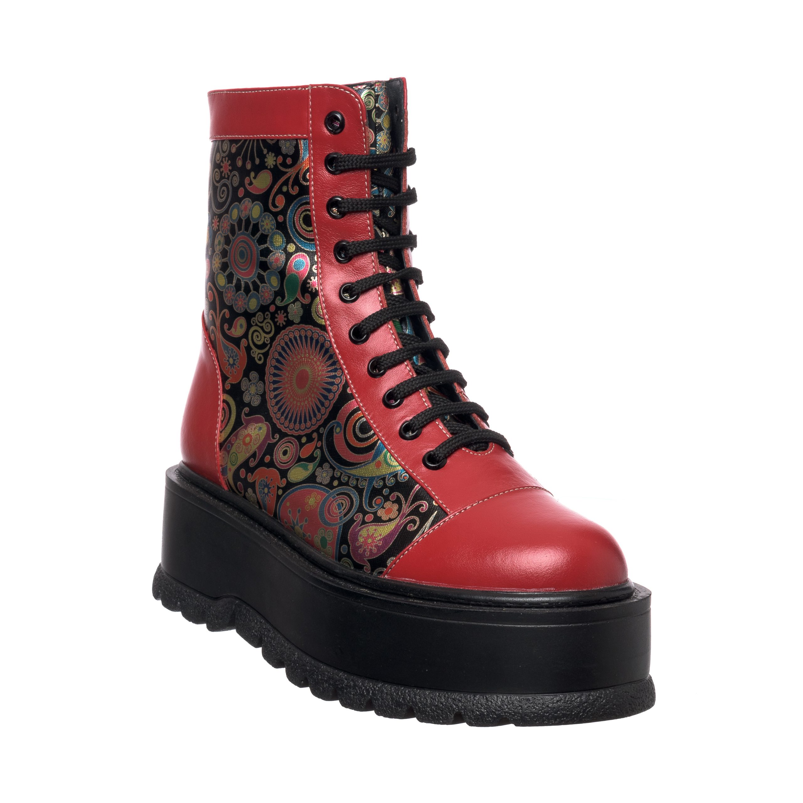 Bocanci dama din piele naturala - Rosu Box Paun - BC24 RBP Bocanci dama din piele naturala - Rosu Box Paun - BC24 RBP