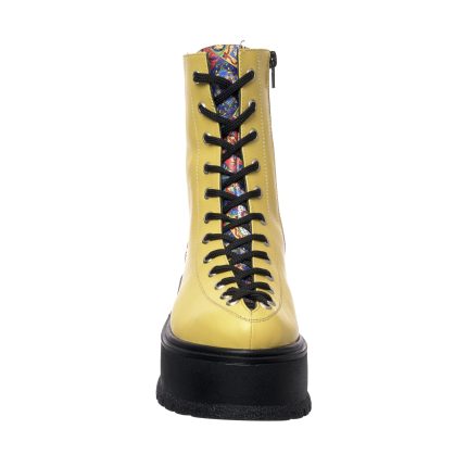 Bocanci dama din piele naturala -Galben Box Mozaic 3D- BC33 GBM3D