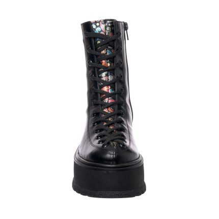 Bocanci dama din piele naturala -Negru Box Paun BC33 NBP