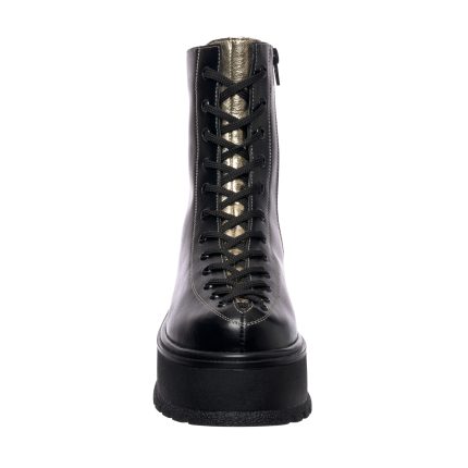 Bocanci dama din piele naturala -Negru Box Auriu BC33 NBA