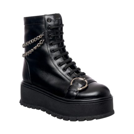 Bocanci dama din piele naturala - Negru Box - BC34 NB