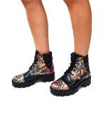 Bocanci dama din piele naturala - Negru Box Paun- BC20 NBP