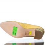 Pantofi dama din piele naturala - Galben cu Toc Mozaic - R9 GTM
