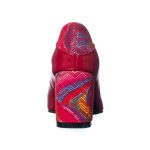 Pantofi dama din piele naturala - Rosu cu Toc Mozaic - R9 RTM