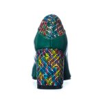 Pantofi dama din piele naturala - Verde cu Toc Mozaic - R9 VTM