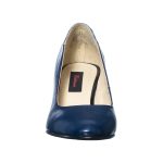 Pantofi dama din piele naturala - Albastru cu Toc Dungi - R9 ATD
