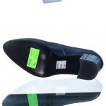 Pantofi dama din piele naturala - Albastru cu Toc Dungi - R9 ATD