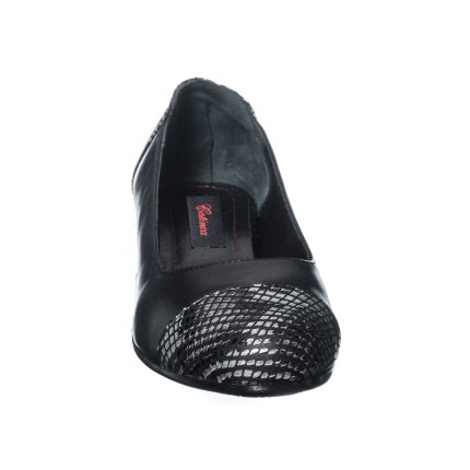 Pantofi dama din piele naturala - Negru Box + Sarpe Alb - T6 NBSA