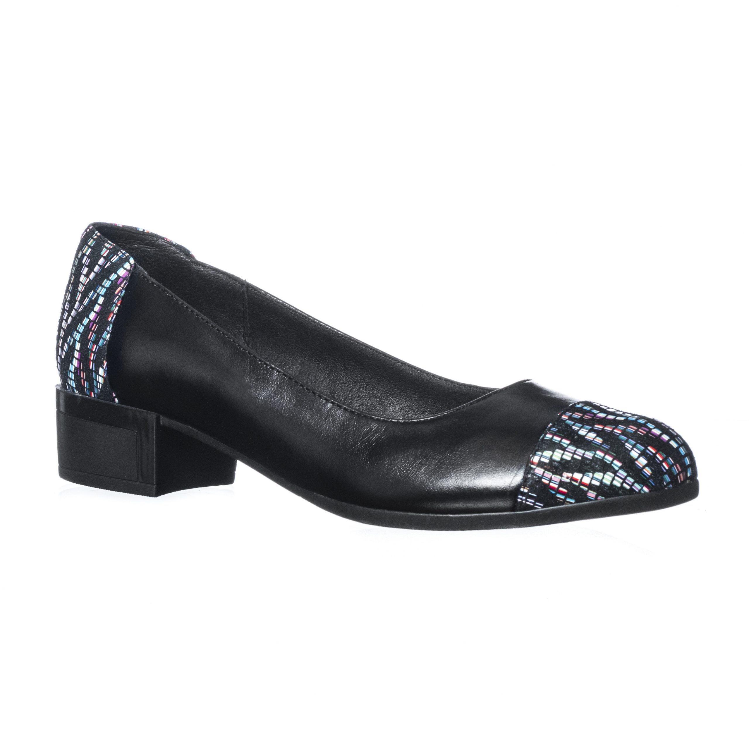 Pantofi dama din piele naturala - Negru Box + Zigzag - T6 NBZ Pantofi dama din piele naturala - Negru Box + Zigzag - T6 NBZ
