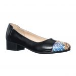 Pantofi dama din piele naturala - Negru Varf Sarpe Galben - T7 NVSG