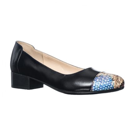 Pantofi dama din piele naturala - Negru Varf Sarpe Galben - T7 NVSG